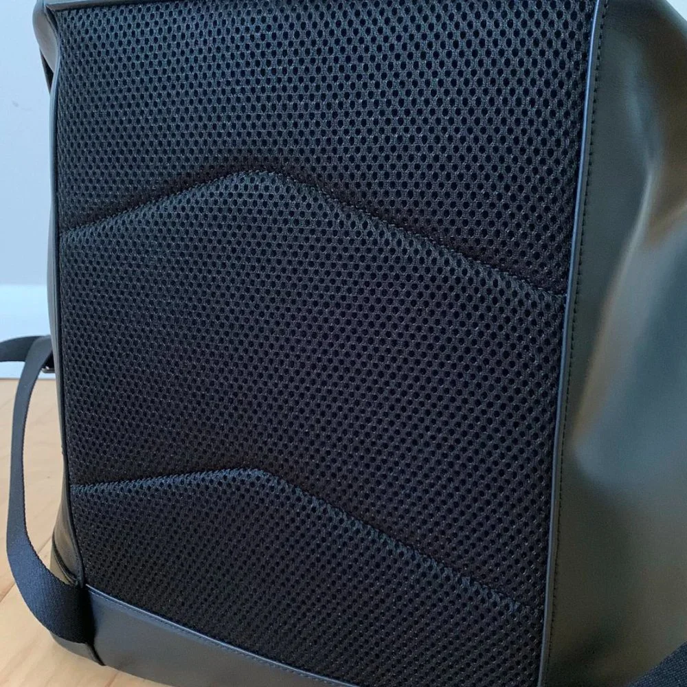 Coach Black Leather Backpack with Front Pockets